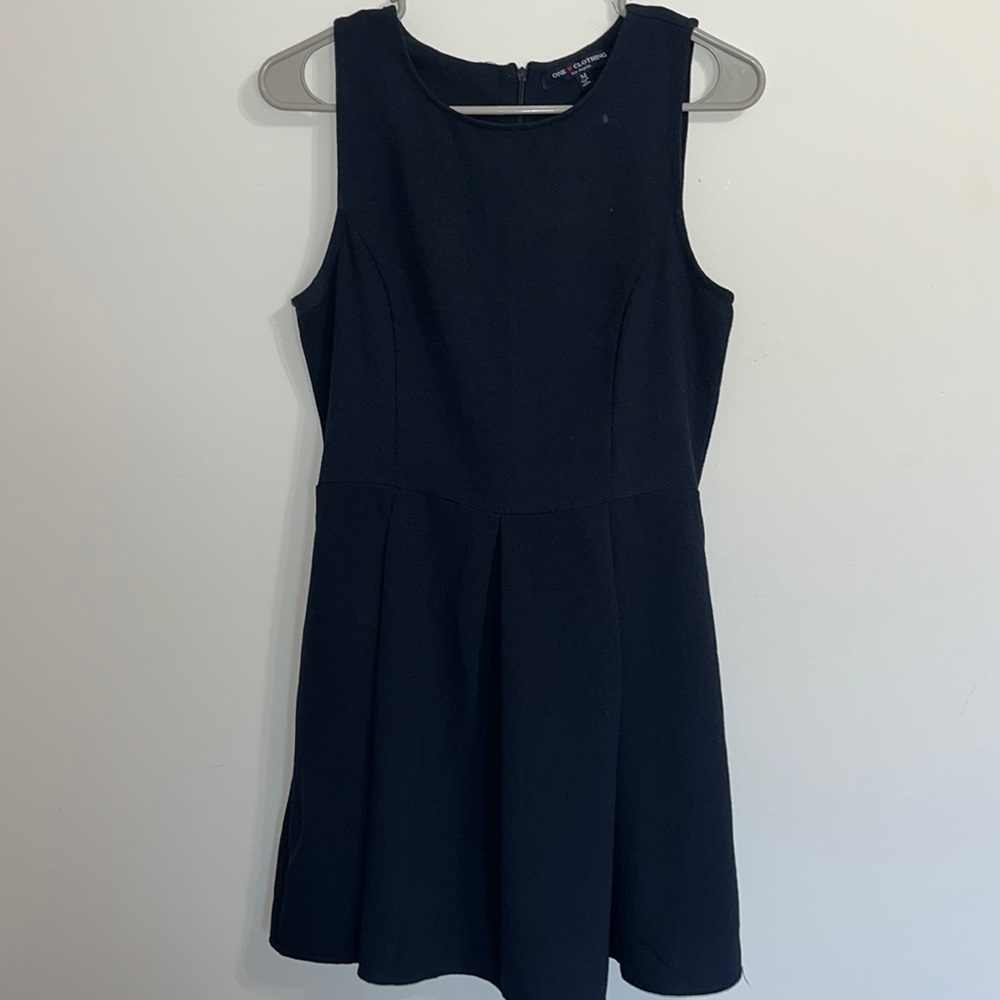 Navy Pleated Dress